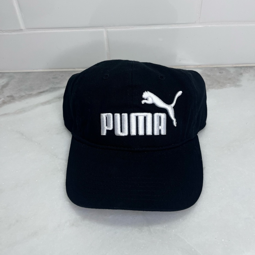 Puma Black Hat with White Emblem, adjustable size